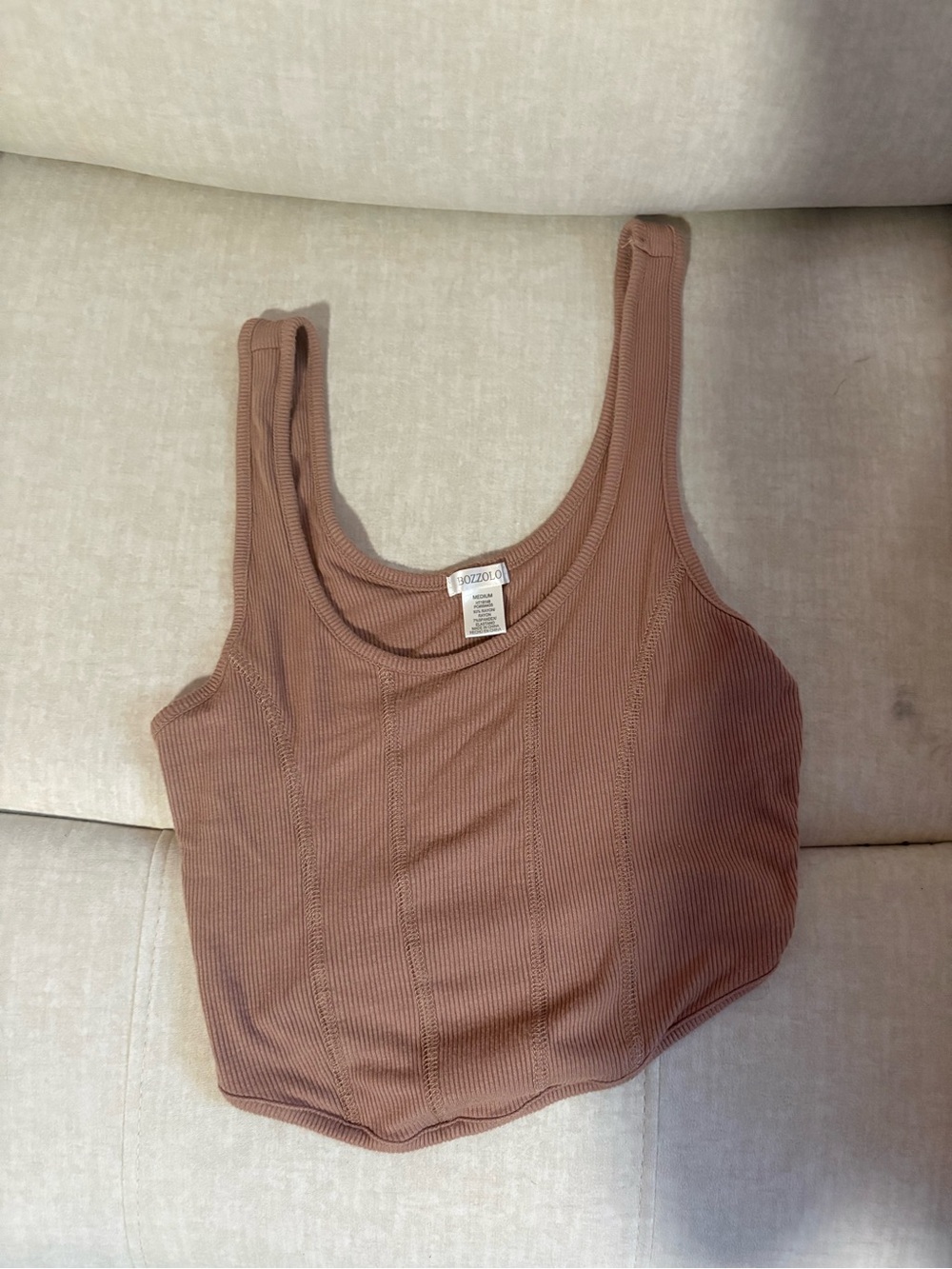 Bozzolo Ribbed Scoop Neck Tank in Mauve